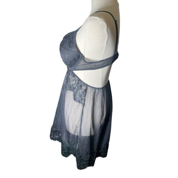 LaSenza Large Babydoll Lingerie Outfit Black Push Up Sexy Sheer Lace Chemise Bra - Picture 4 of 13